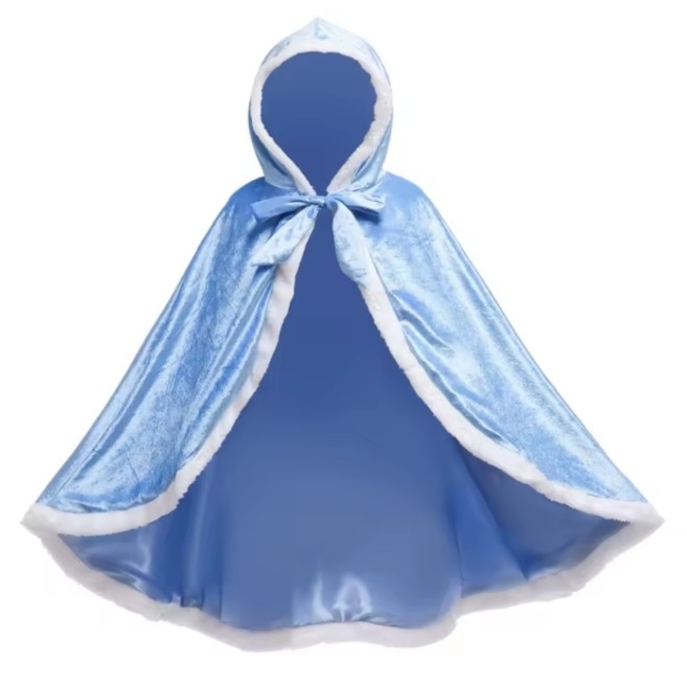 Blue Hooded Cape with White Trim